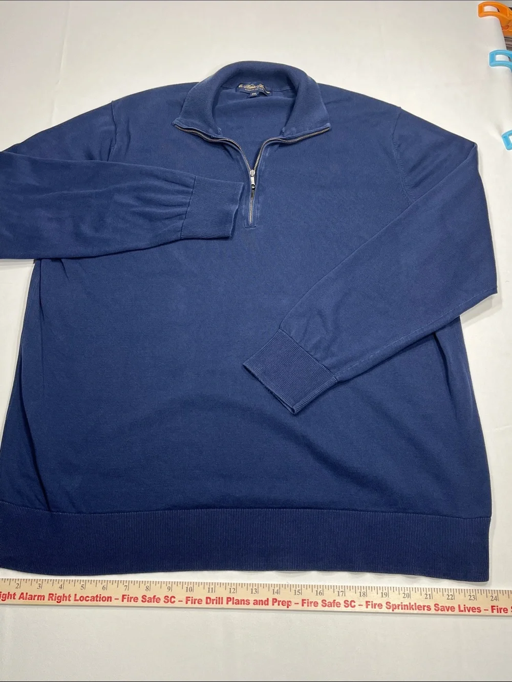 Brooks Brothers Supima‎ Cotton 1/4 Zip Pullover Sweater Men XXL Blue Long Sleeve